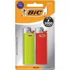 BIC Maxi briquet à pierre, blister de 2 pièces en couleurs assorties