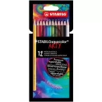 STABILOaquacolor crayon de couleur ARTY, étui de 12 pièces, assorti