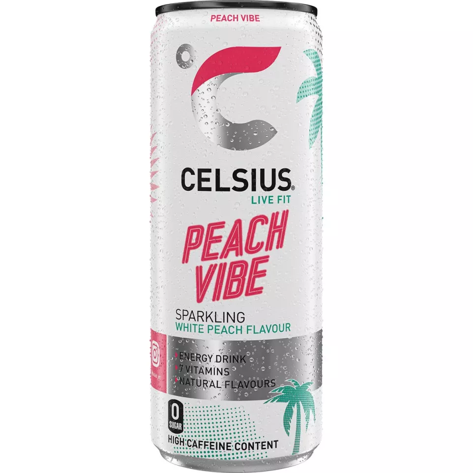 Celsius Peach Vibe, canette de 25 cl,...