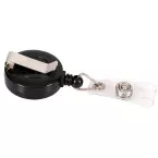 Europel Retractable Badge Reel with Press Stud Strap Black Pack of 10