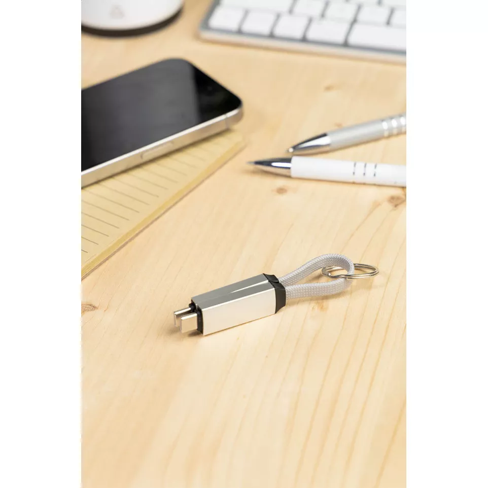 Keycab silver  keyring 60W USB-C cable 
