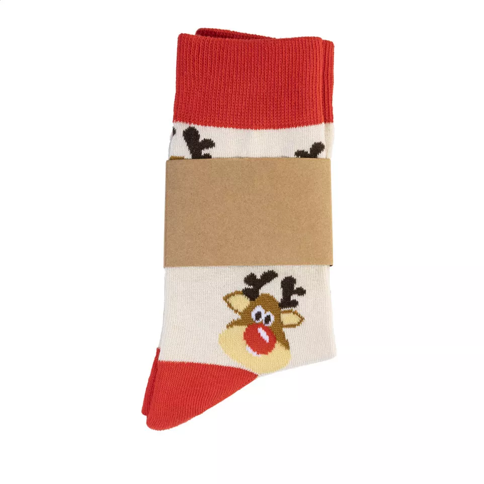 Julsokka naturelle rouge Chaussettes...