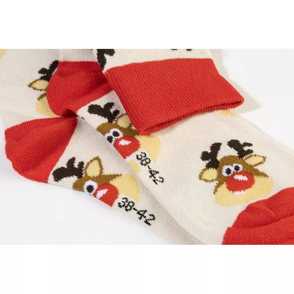 Julsokka naturelle rouge Chaussettes...