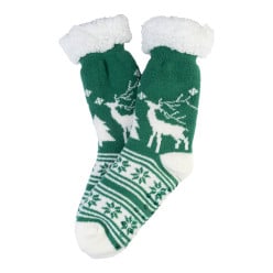 Norsokkar vert  Chaussettes-pantoufles de Noël 