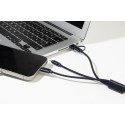 Rafob dark blue  keyring USB charger cable 