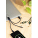 Rafob dark blue  keyring USB charger cable 