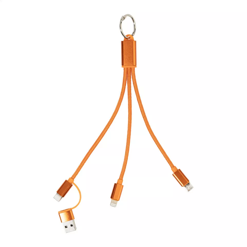 Rafob orange  keyring USB charger cable 