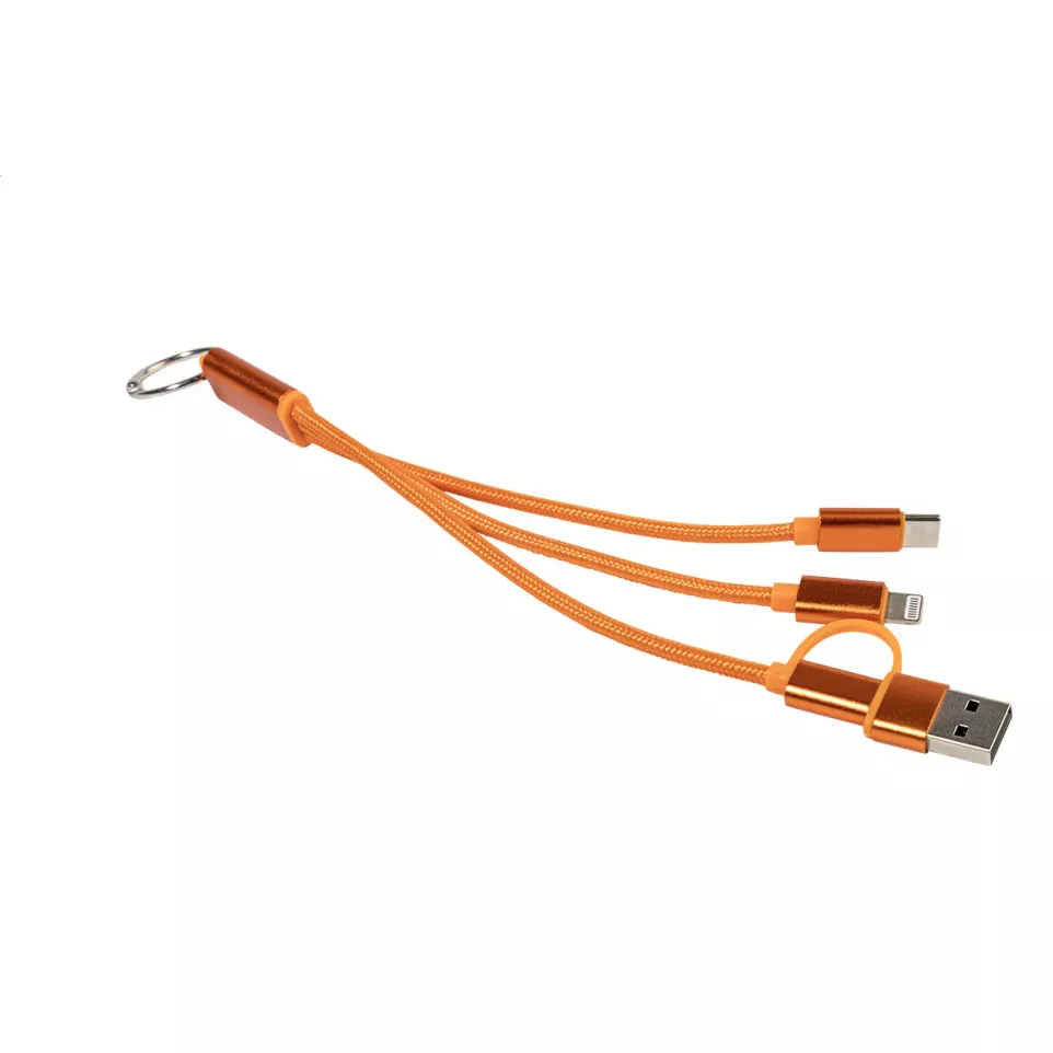 Rafob orange  keyring USB charger cable 