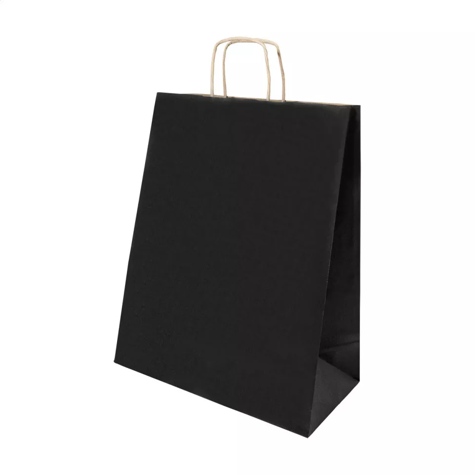 Papbag M black  paper gift bag, medium 
