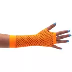 Orange, gants, en résille, sans doigts, long
