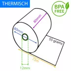 BPA Free Thermal Roll 55g Width 80mm Diameter 80mm Core 12mm Length 73m
