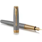 Parker Sonnet stylo plume, Chiselled Silver GT, fin, en boîte-cadeau