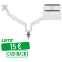 Leitz Ergo bras d'écran à faible encombrement, bras double avec bras pour ordinateur portable, gris clair