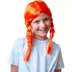 Oranje pruik, met vlechten