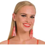 Oranje oorbellen, oranje-wit, per paar