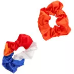 Oranje scrunchie, set van 2 stuks, oranje en rood-wit-blauw