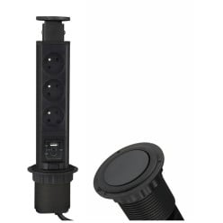 LIFT BOX 3 prises + ports USB A+C 20W noir / pce