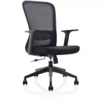 Chaise de bureau ergonomique, base en plastique, noir, paquet de 2 chaises