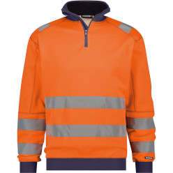 Dassy Denver High Visibility Half Zip Sweatshirt Fluorescent Orange Navy Blue per Piece