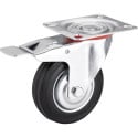 Set 4 roulettes caoutchouc Ø 125mm (pivotante + frein) / pce