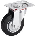 Set 4 roulettes caoutchouc Ø 125mm (pivotante + frein) / pce