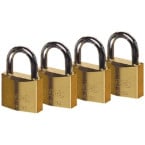 4 brass padlocks 40mm keyed...