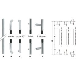 Pair of HEWI CombiSystem Straight T Brackets Stainless Steel per piece