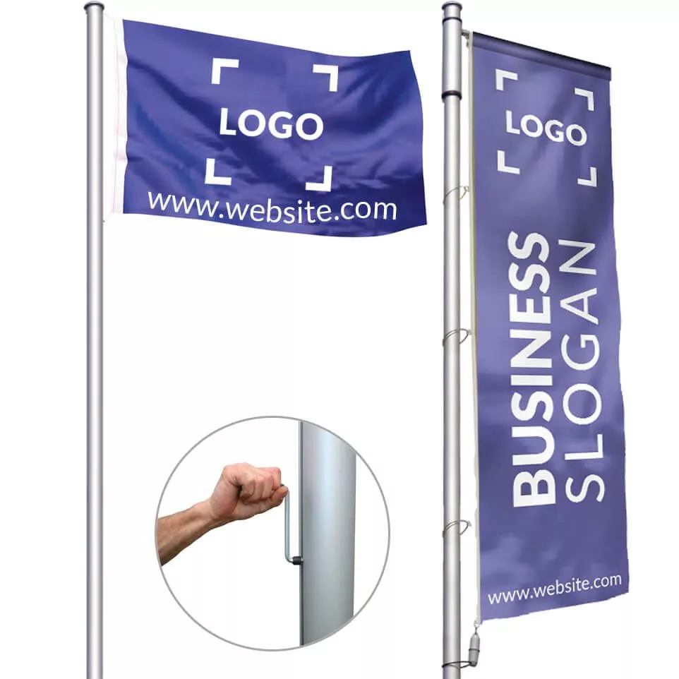 Flagpole with crank handle
