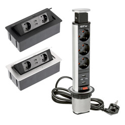 Retractable socket for worktop