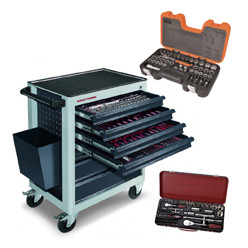 Case with tools, complete tool trolley