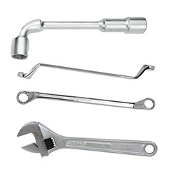 Flat, offset, adjustable wrenches