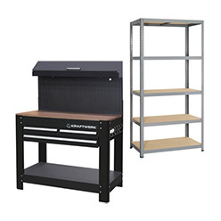 Workbenches and shelves