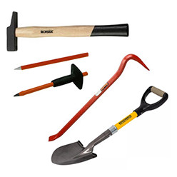 Marteaux, burins, terrassement, démolition