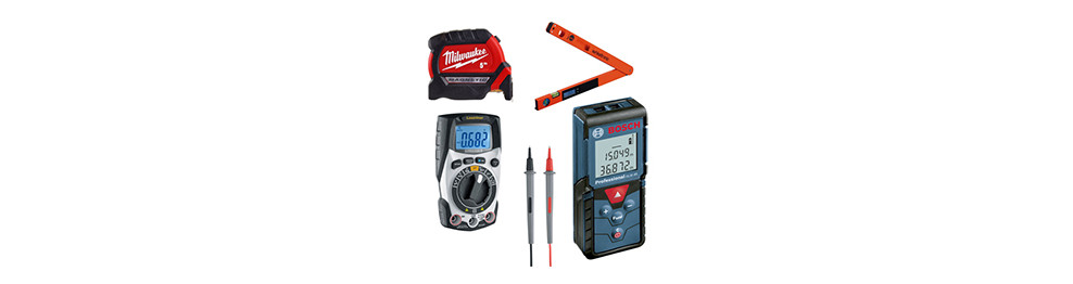 Meters, lasers, brackets, levels, detectors