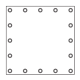 Metalen oogjes met binnendiameter 15 mm aangebracht om de 30 cm over de omtrek van het dekzeil