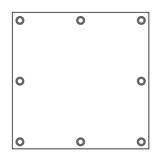 Metalen oogjes met binnendiameter 15 mm aangebracht om de 50 cm over de omtrek van het dekzeil